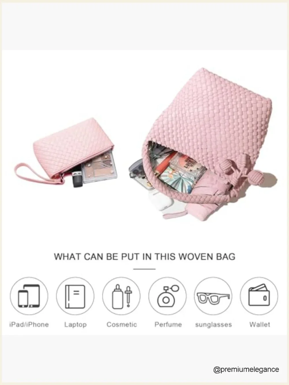 Woven Vegan Leather Hobo Bag with Mini Purse Tote Set